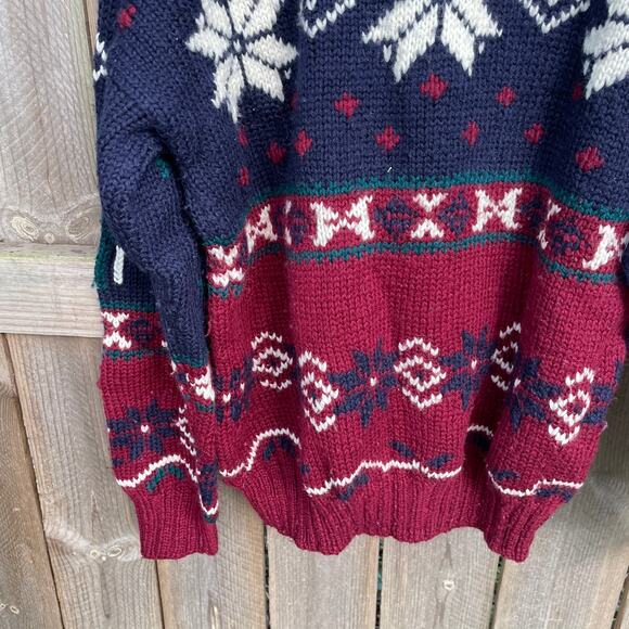 Vintage Sweater Wool Lord and Taylor 100% Wool Pure Hand Knit Pullover Crew XL - Picture 4 of 9